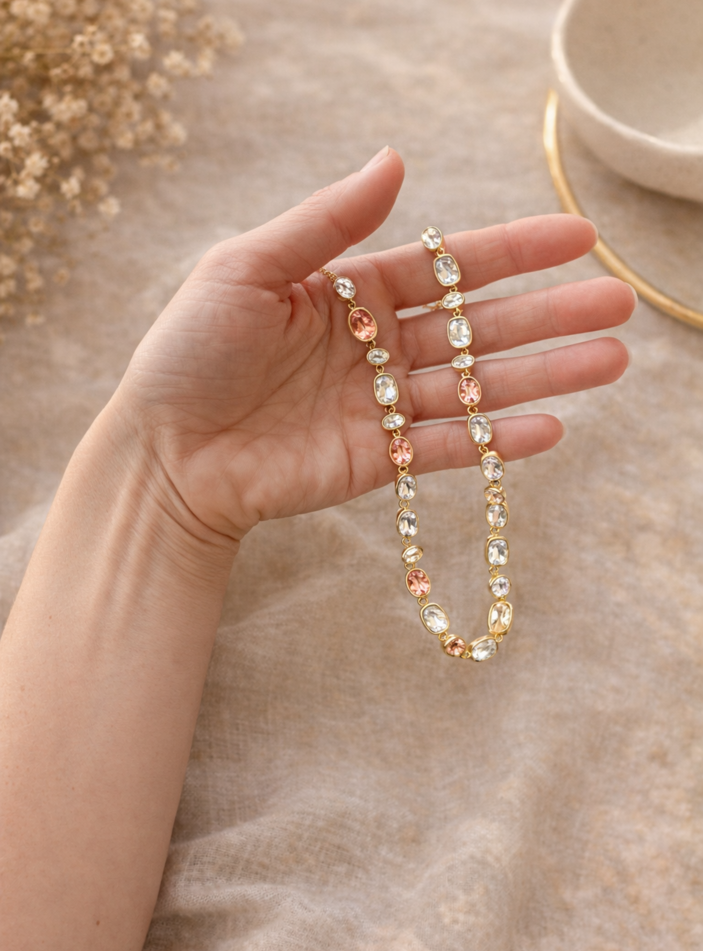 Collar Festival Rose con Cristales Swarovski en Oro-5