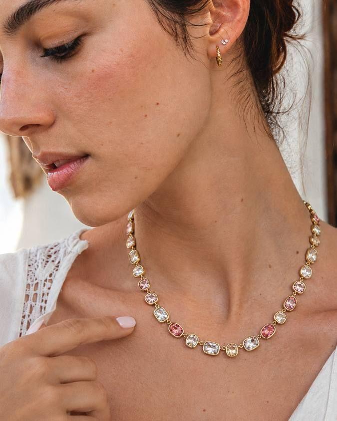 Collar Festival Rose con Cristales Swarovski en Oro-2