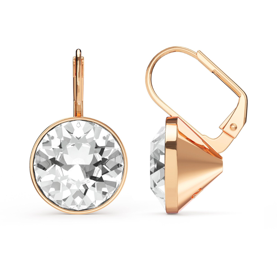 Pendientes Bella con Cristales Transparentes de 13 mm en Oro Rosa-5