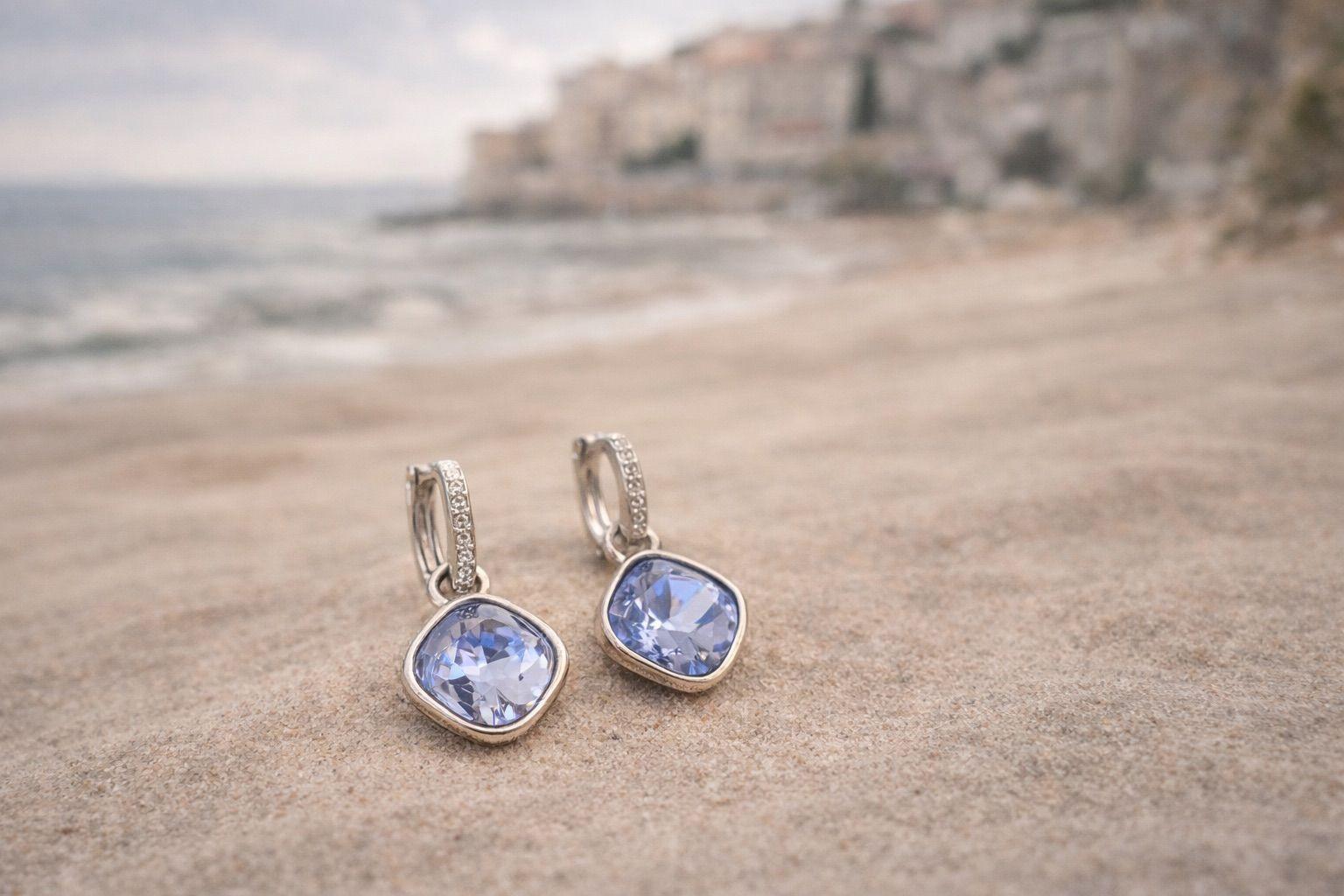 Aros Eternity con Charm Cristal Lavanda Bañados en Rodio -5