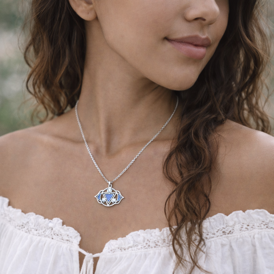 Colgante Chakra Tercer Ojo Azul con Cristales de Austria-2