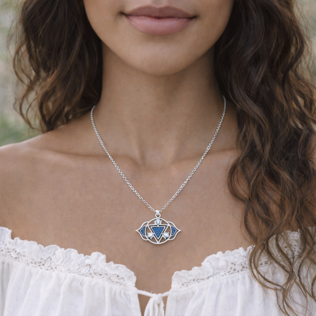 Colgante Chakra Tercer Ojo Azul con Cristales de Austria-3