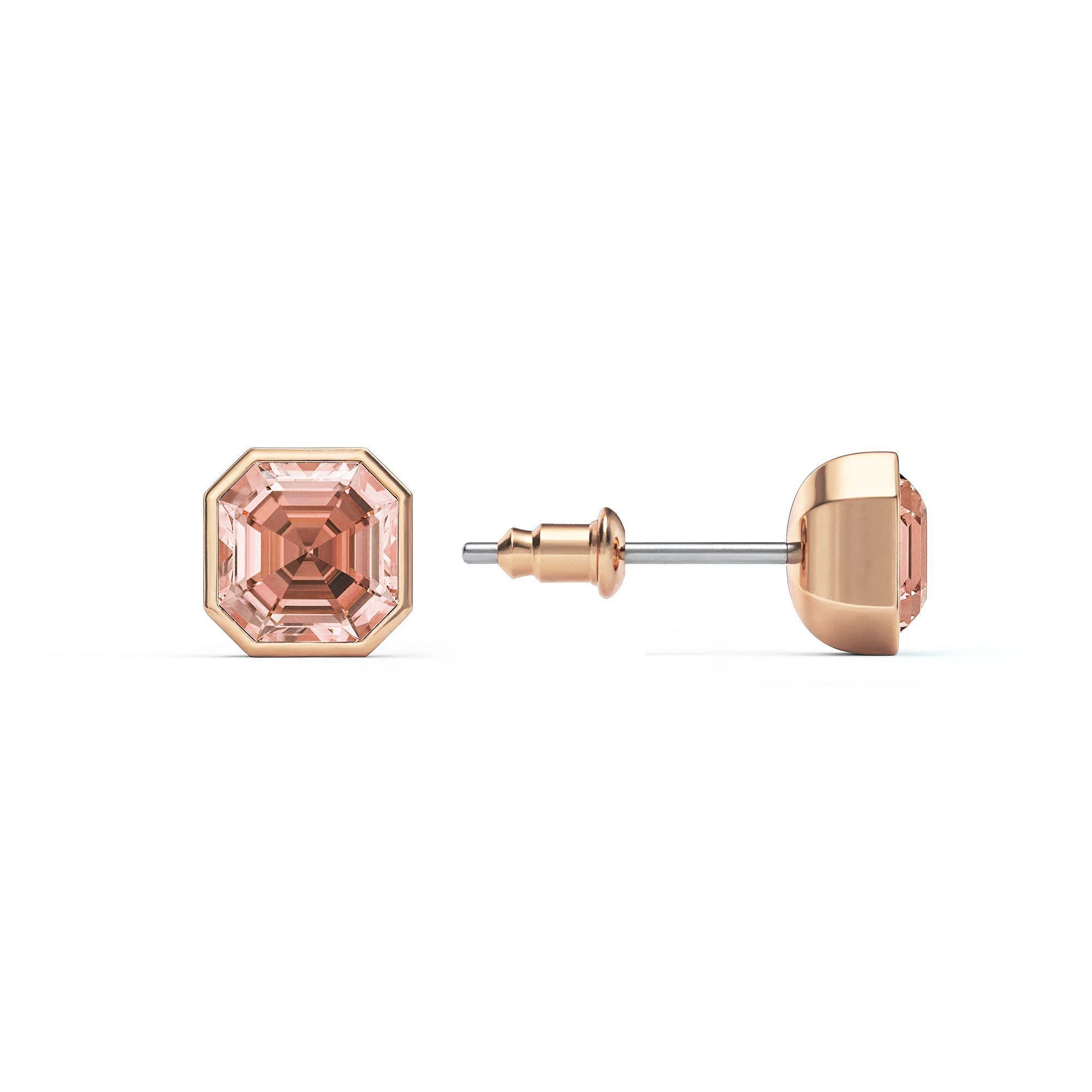 Aros pequeños Asscher de 8mm con Cristal de Austria Rosa Vintage en oro rosa-1