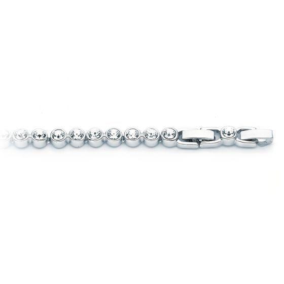 Pulsera Tennis con Cristales Swarovski Transparentes – Bañada en Rodio-4