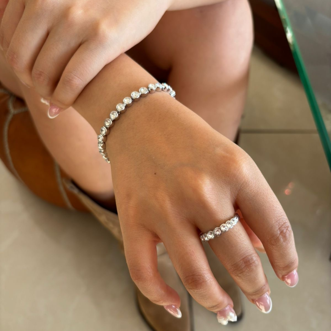 Pulsera Tennis con Cristales Swarovski Transparentes en Rodio-7