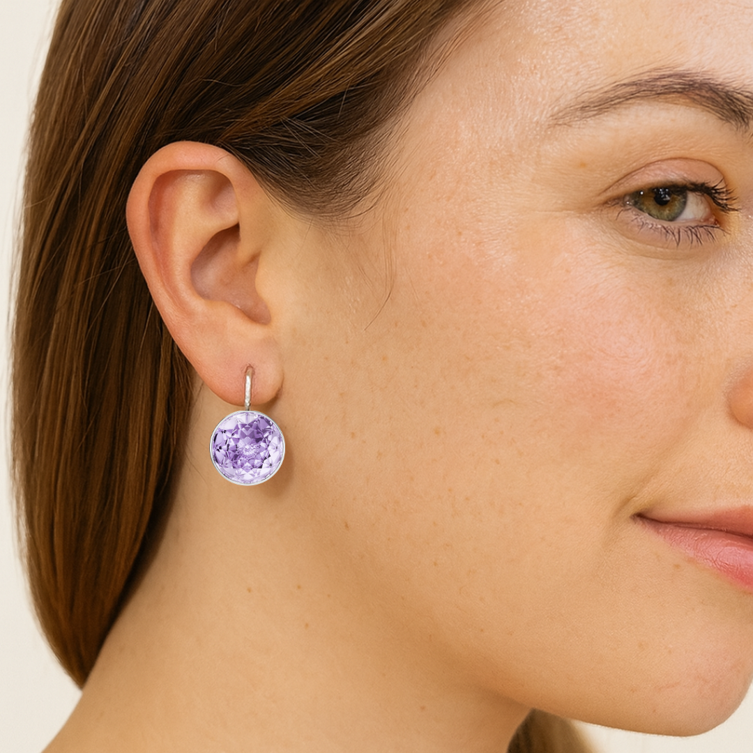 Aros Bella con cristal violeta de 14 mm en plata-3
