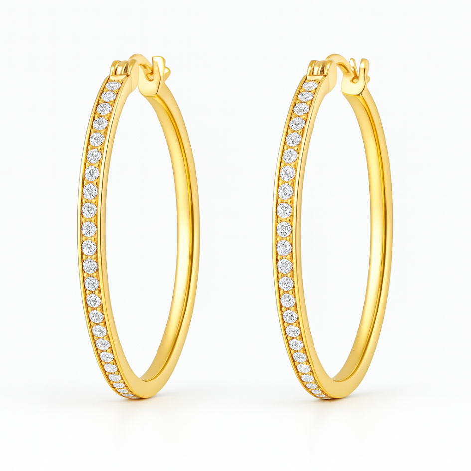 Argollas Eternity 39 mm con cristales de Austria bañados en oro-6