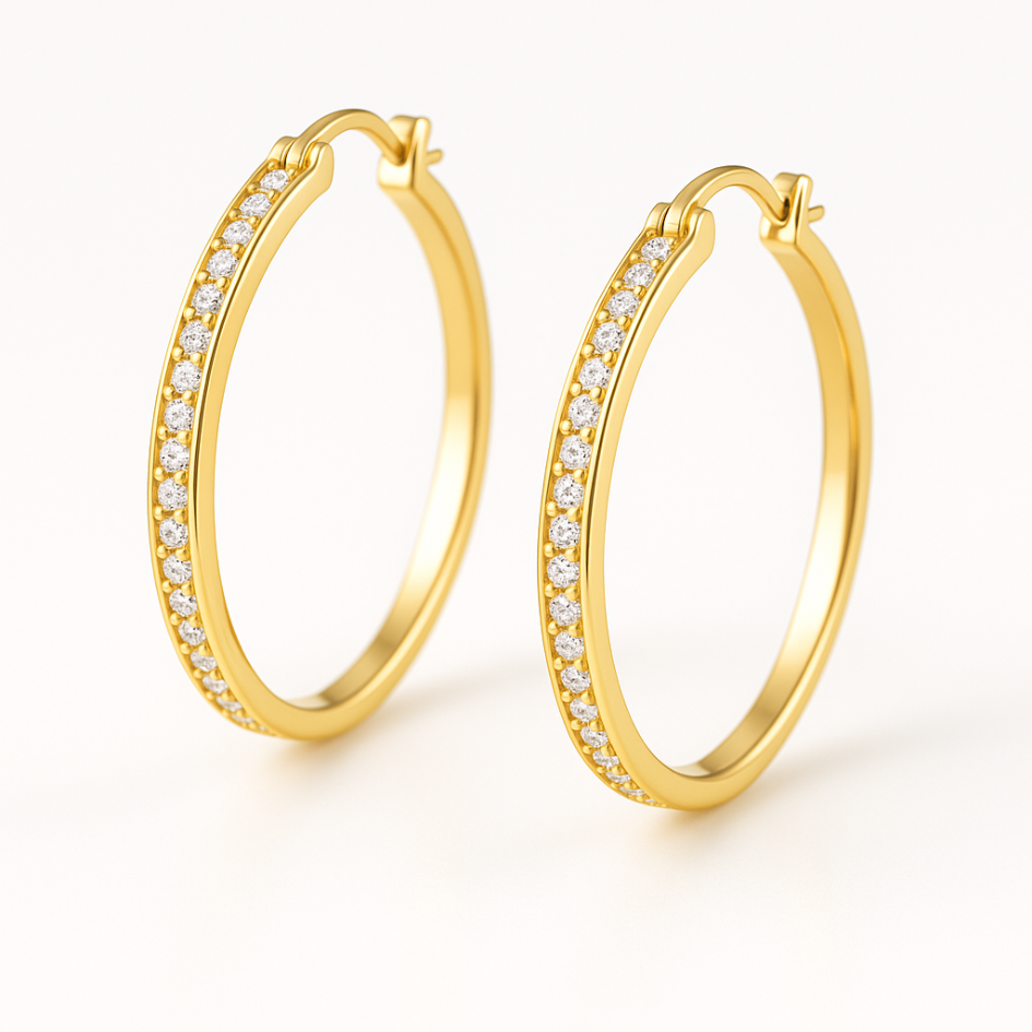 Argollas Eternity 39 mm con cristales de Austria bañados en oro-7
