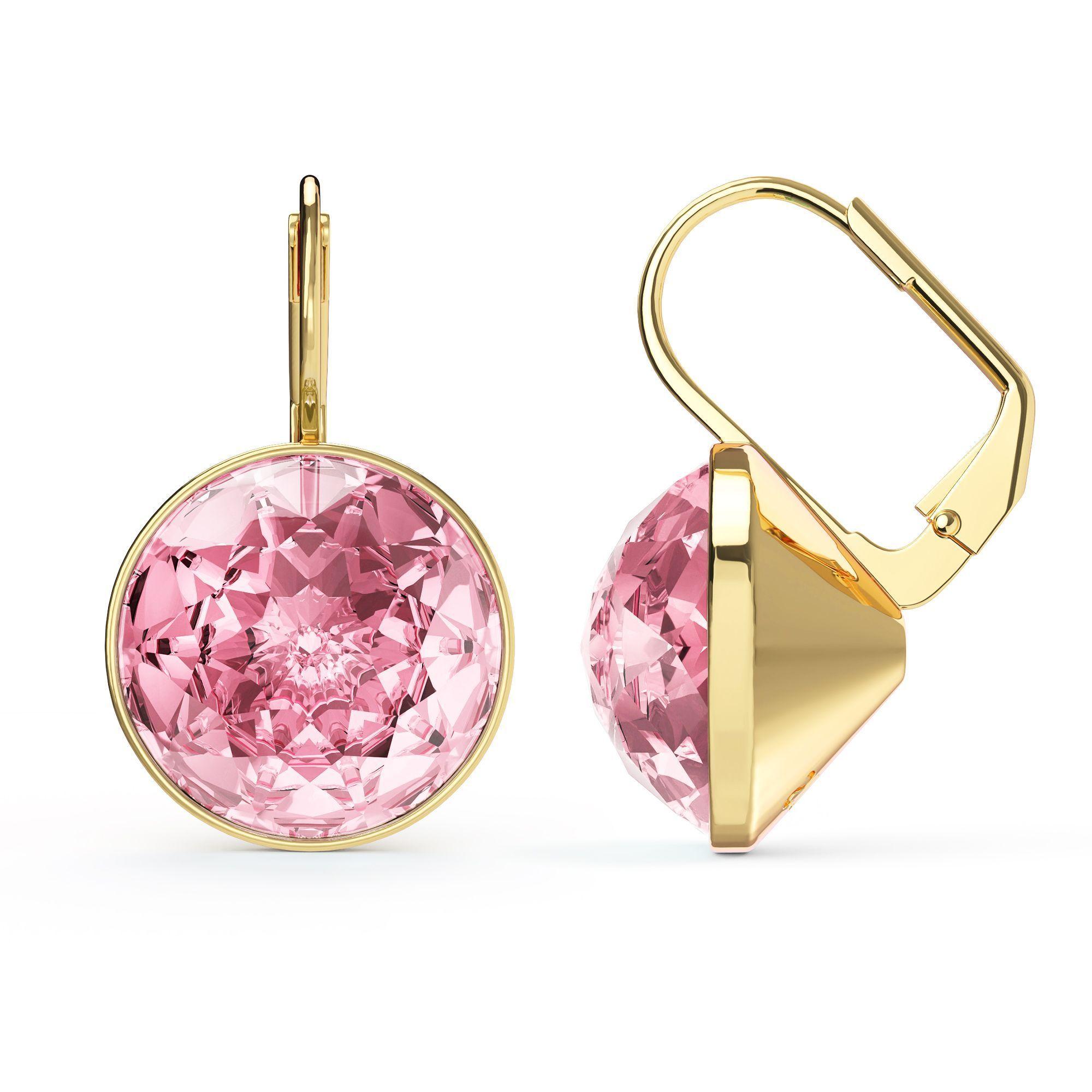 Pendientes Bella Rosa Claro en Oro con Cristal de 14 mm-4