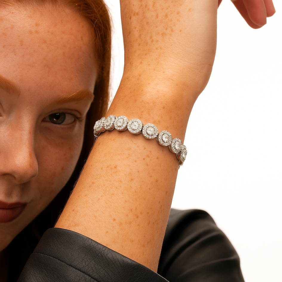 Pulsera de Tenis Angelical con Cristales Transparentes en rodio-2