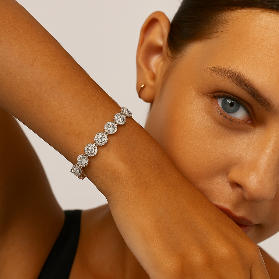 Pulsera de Tenis Angelical con Cristales Transparentes en rodio-4