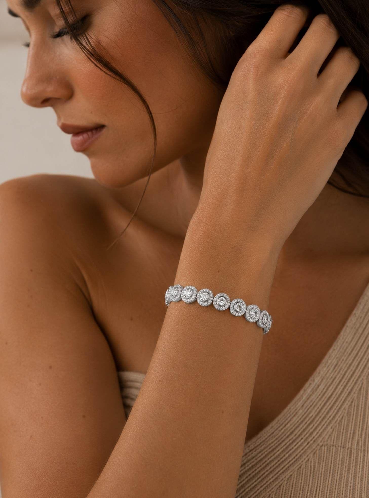 Pulsera Angelical con Cristales de Austria Transparentes en Rodio-2