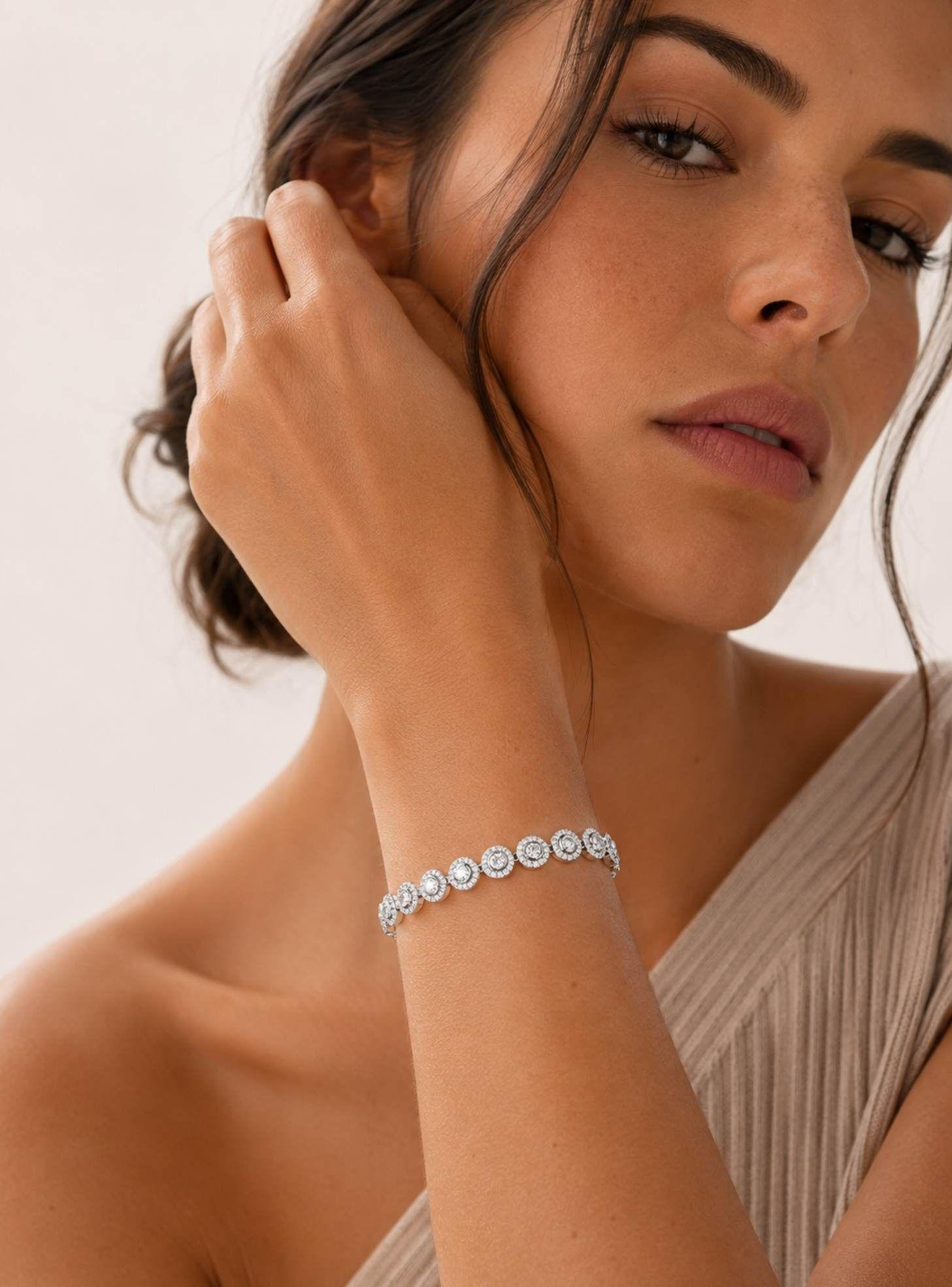 Pulsera Angelical con Cristales de Austria Transparentes en Rodio-3
