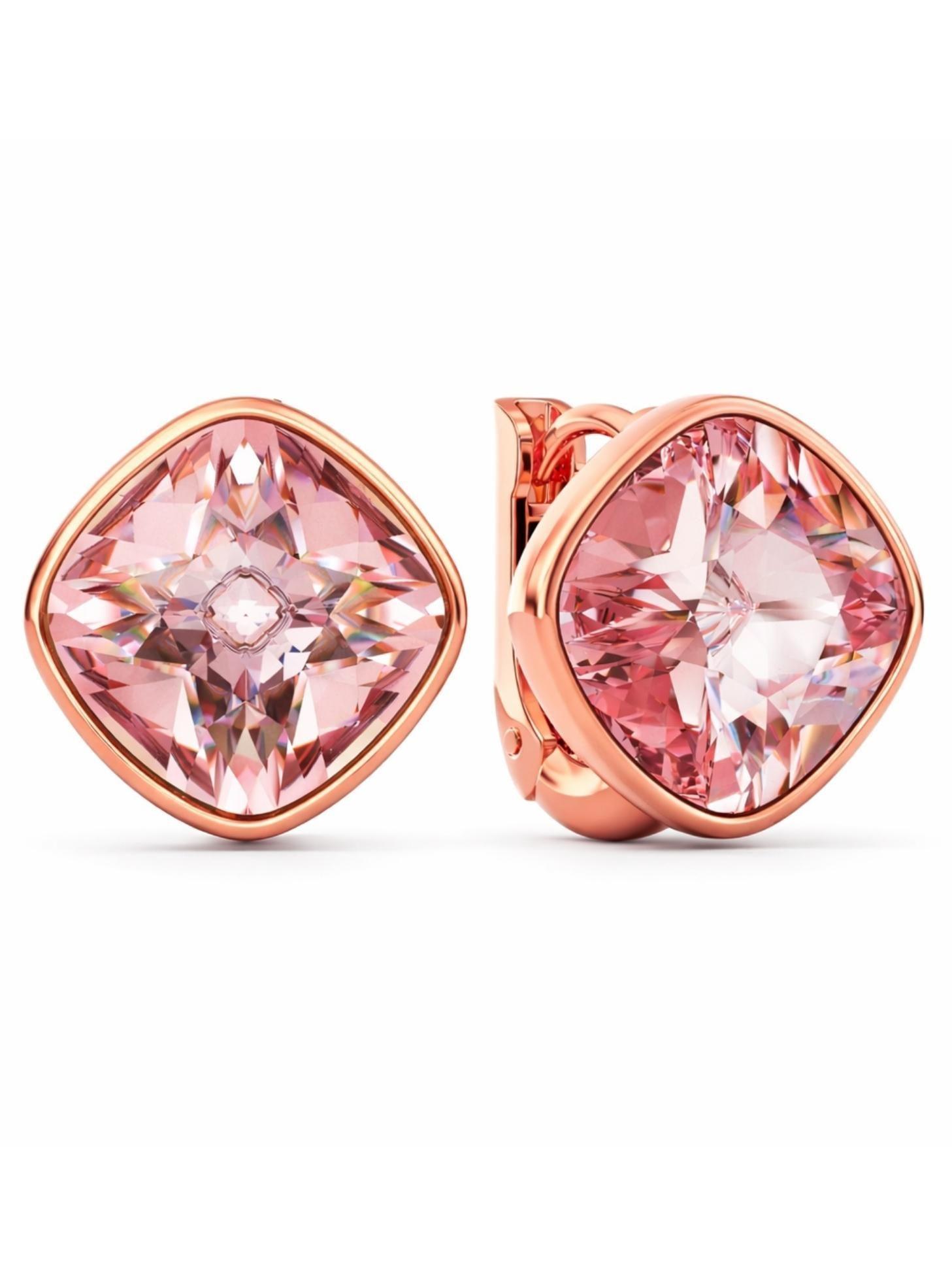 Aros Cushion Oro Rosa con Cristales de Austria 12 mm-3