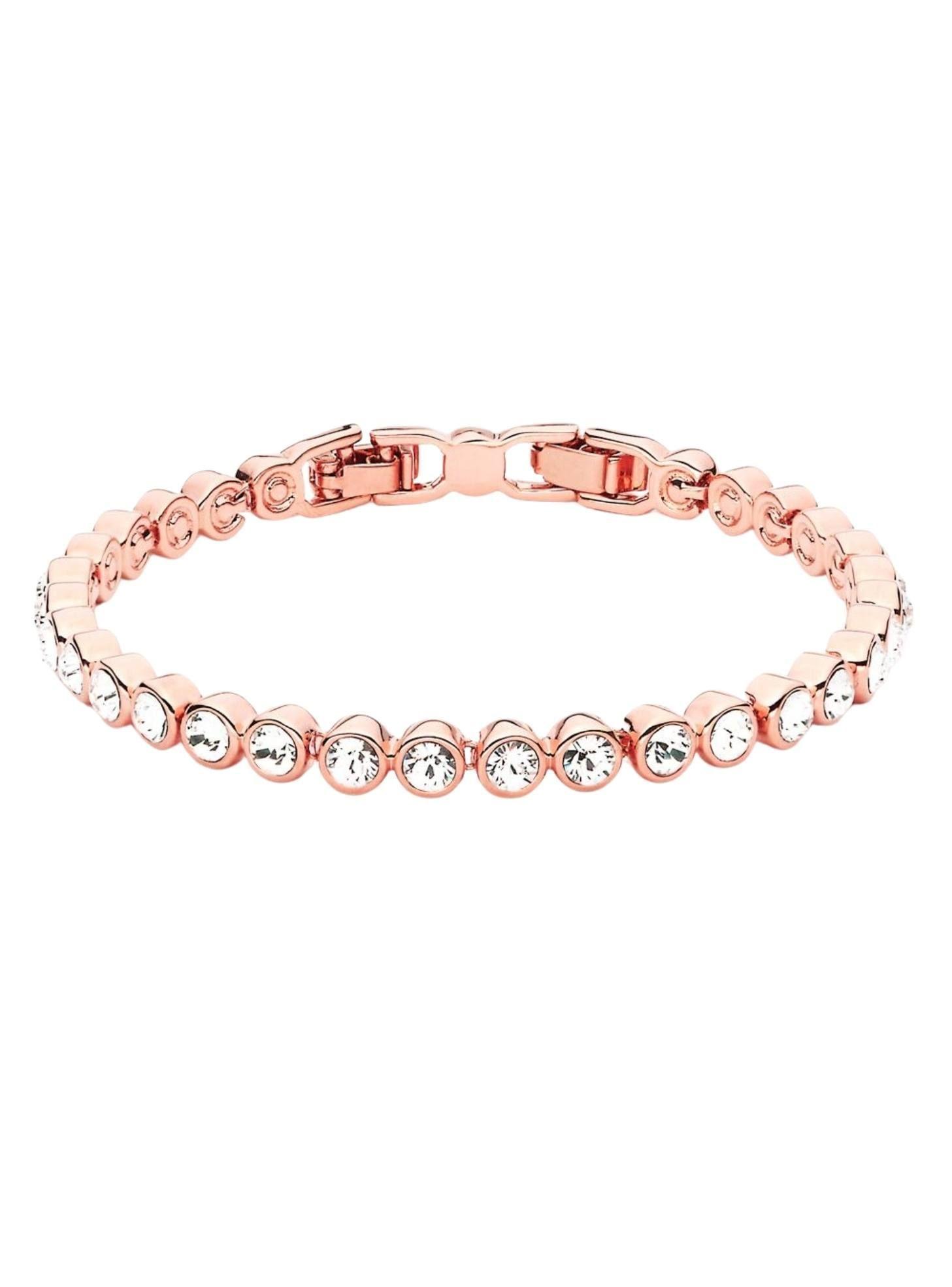 PulseraPulsera tennis con cristales Swarovski® transparentes bañados en oro rosa-1