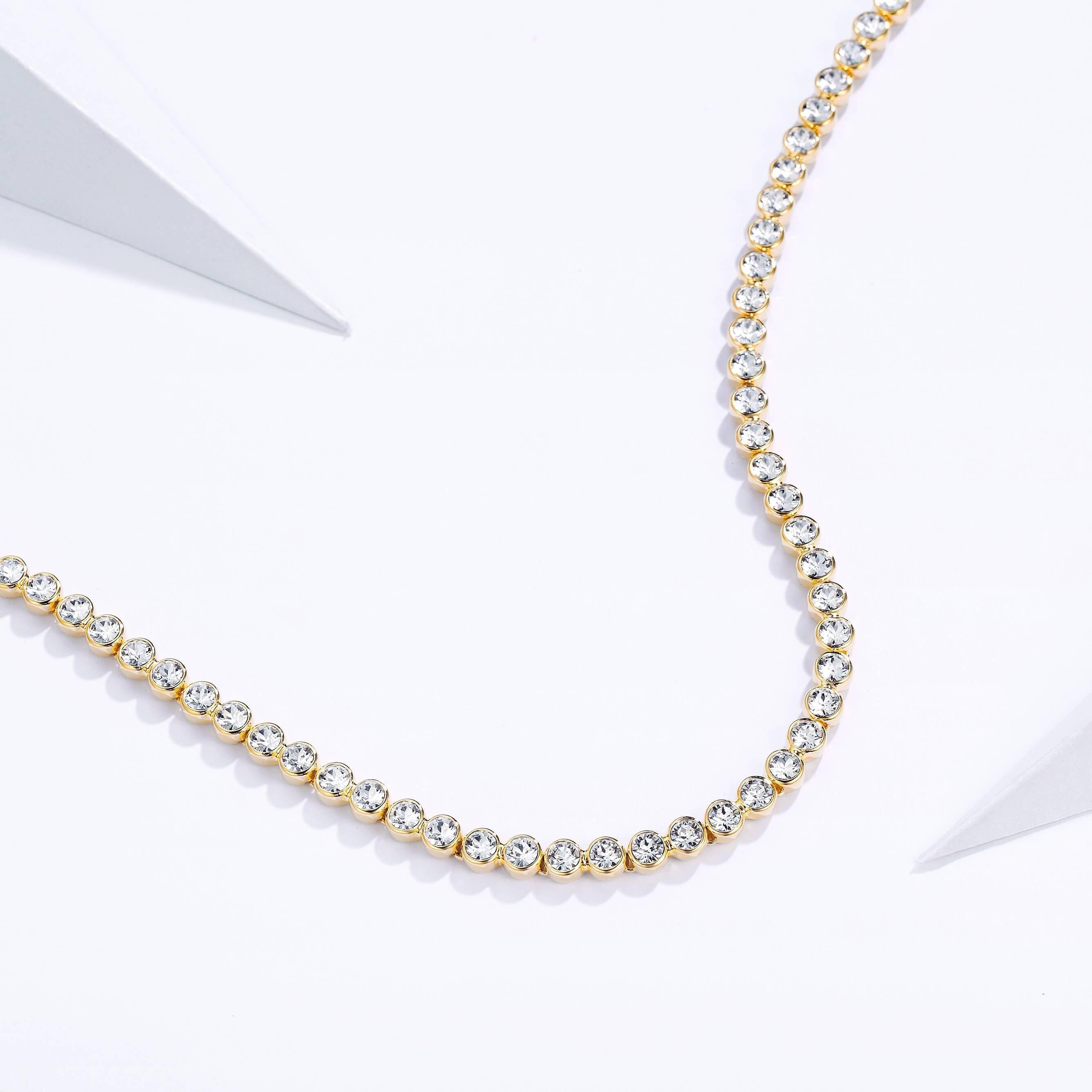 Collar Tennis con Cristales Swarovski Baño en Oro de 16k-2
