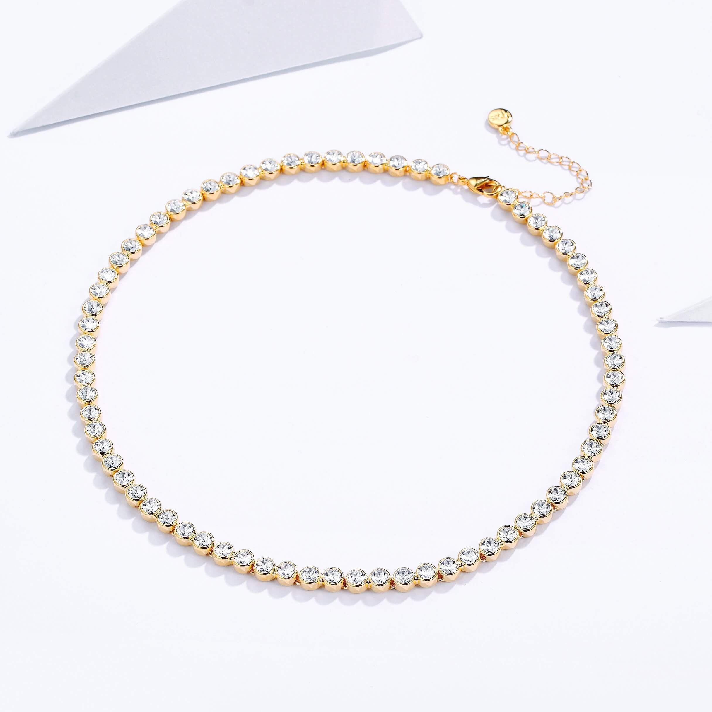Collar Tennis con Cristales Swarovski Baño en Oro de 16k-5