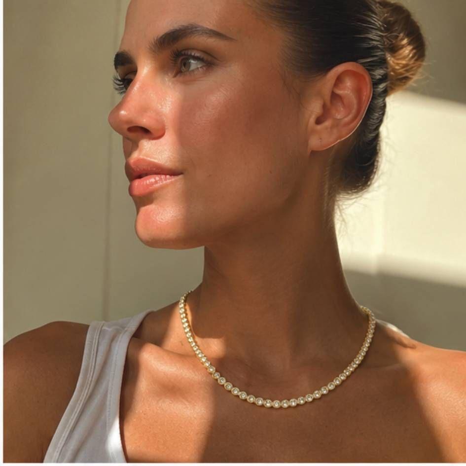 Collar Tennis Oro Mujer con Cristales de Austria Elegante -4