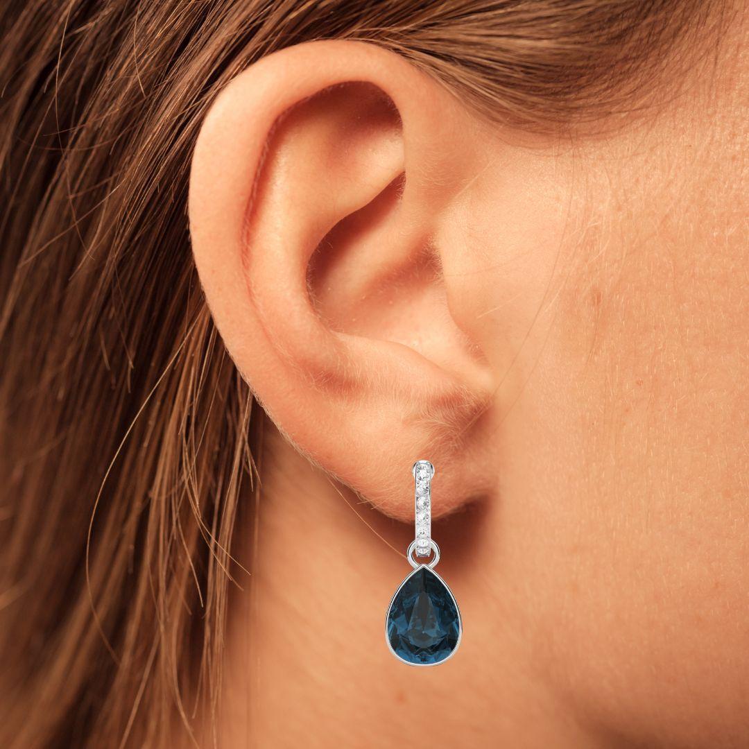 AROS COLGANTES TEARDROP CON CRISTAL DE AUSTRIA AZUL MONTANA BAÑO EN RODIO-4