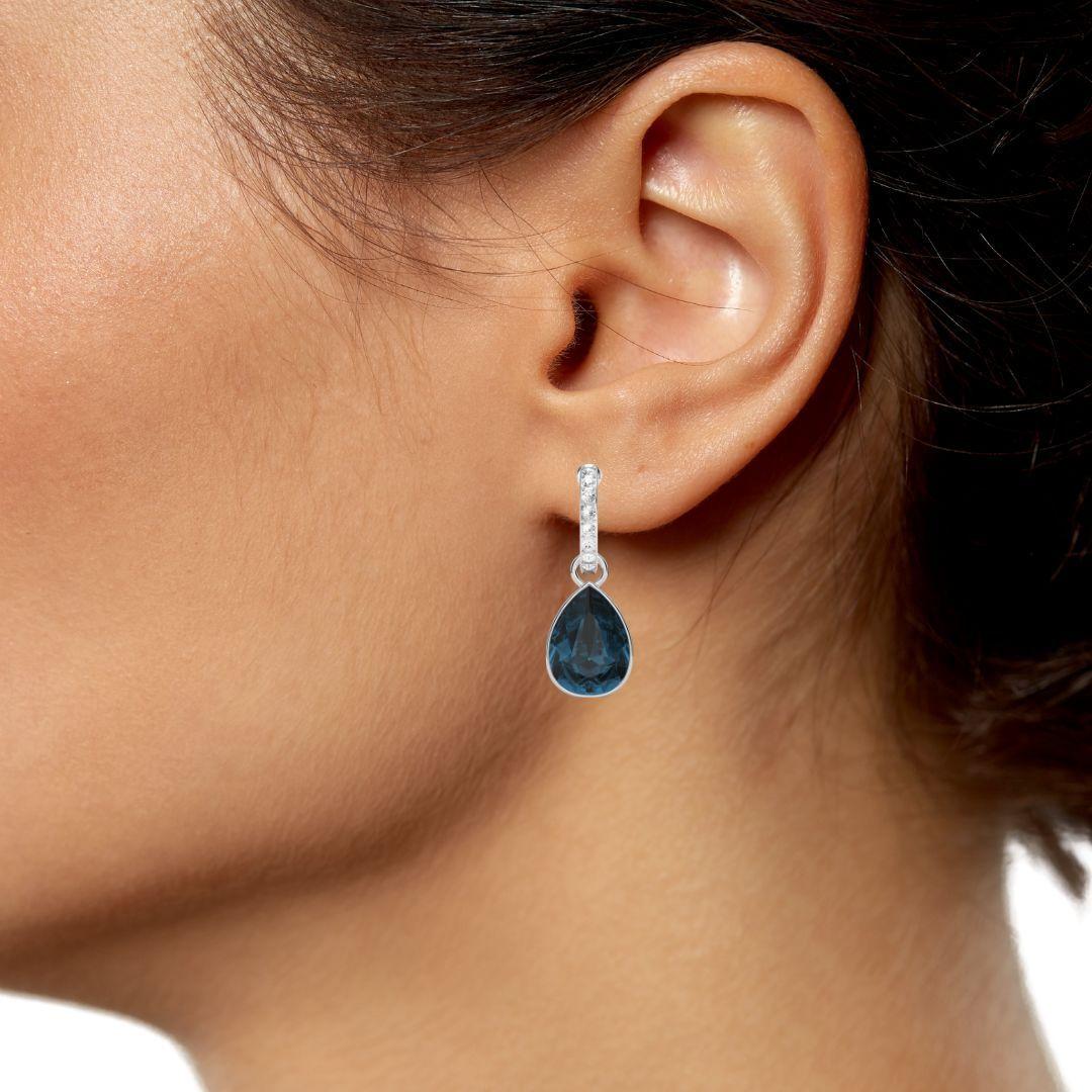AROS COLGANTES TEARDROP CON CRISTAL DE AUSTRIA AZUL MONTANA BAÑO EN RODIO-5