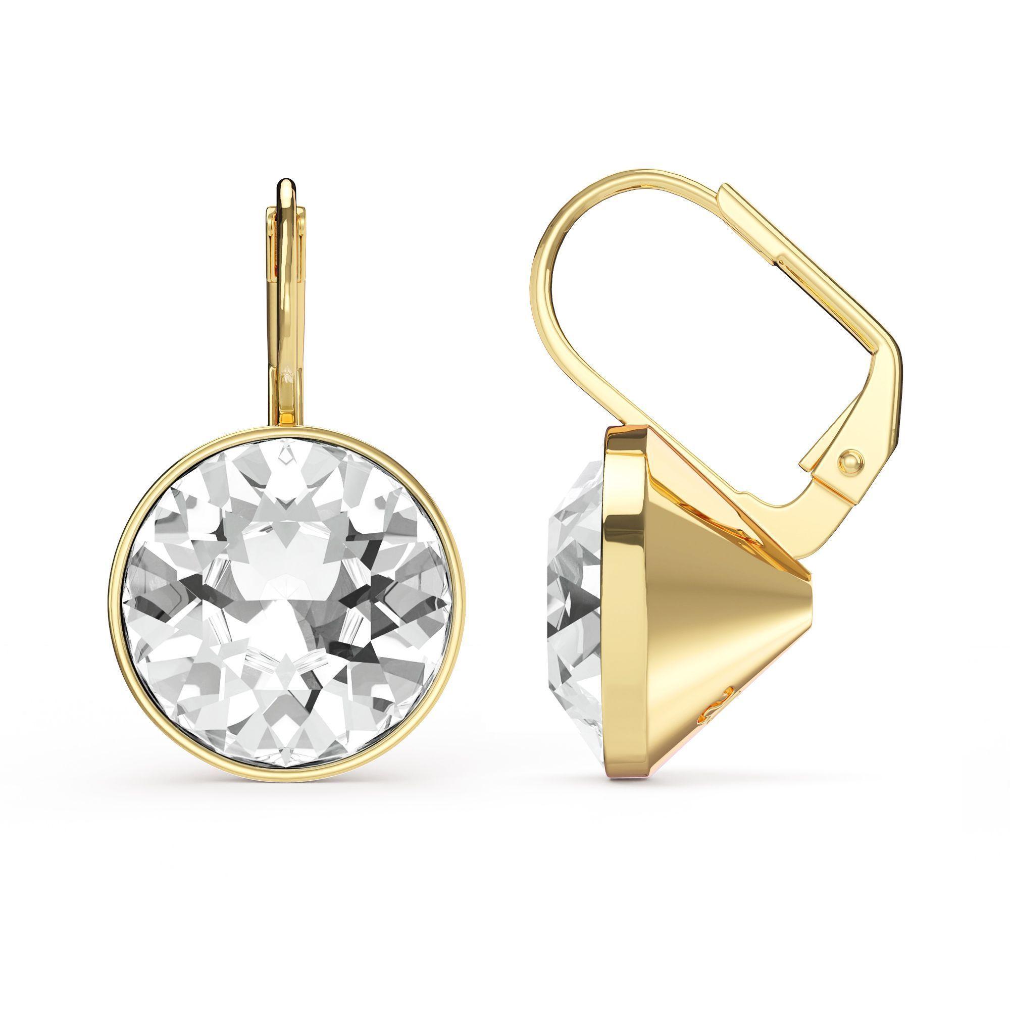 Pendientes Bella – Cristales de Swarovski Transparentes de 13 mm y Baño en Rodio-2