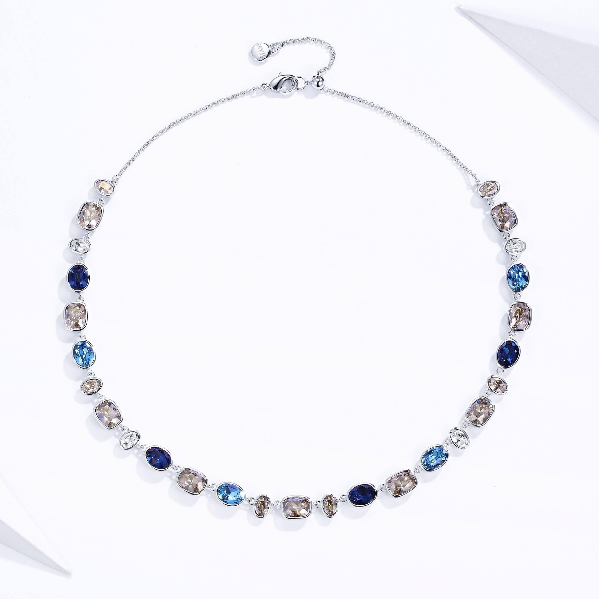 Collar Festival Blue con cristales Swarovski bañado en rodio-4