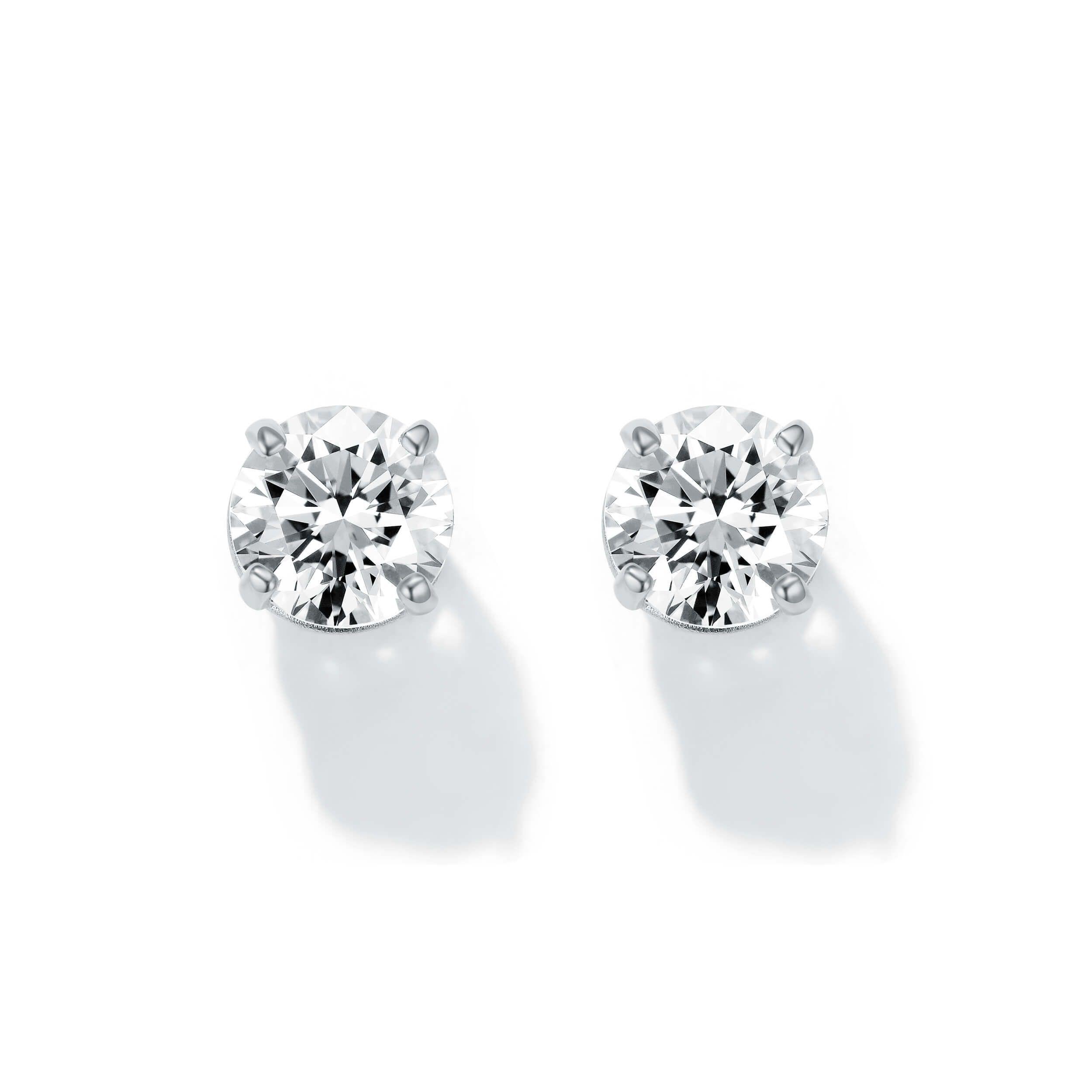Aros solitario de cristal de Austria pequeño 4 mm,  chapados en rodio-0