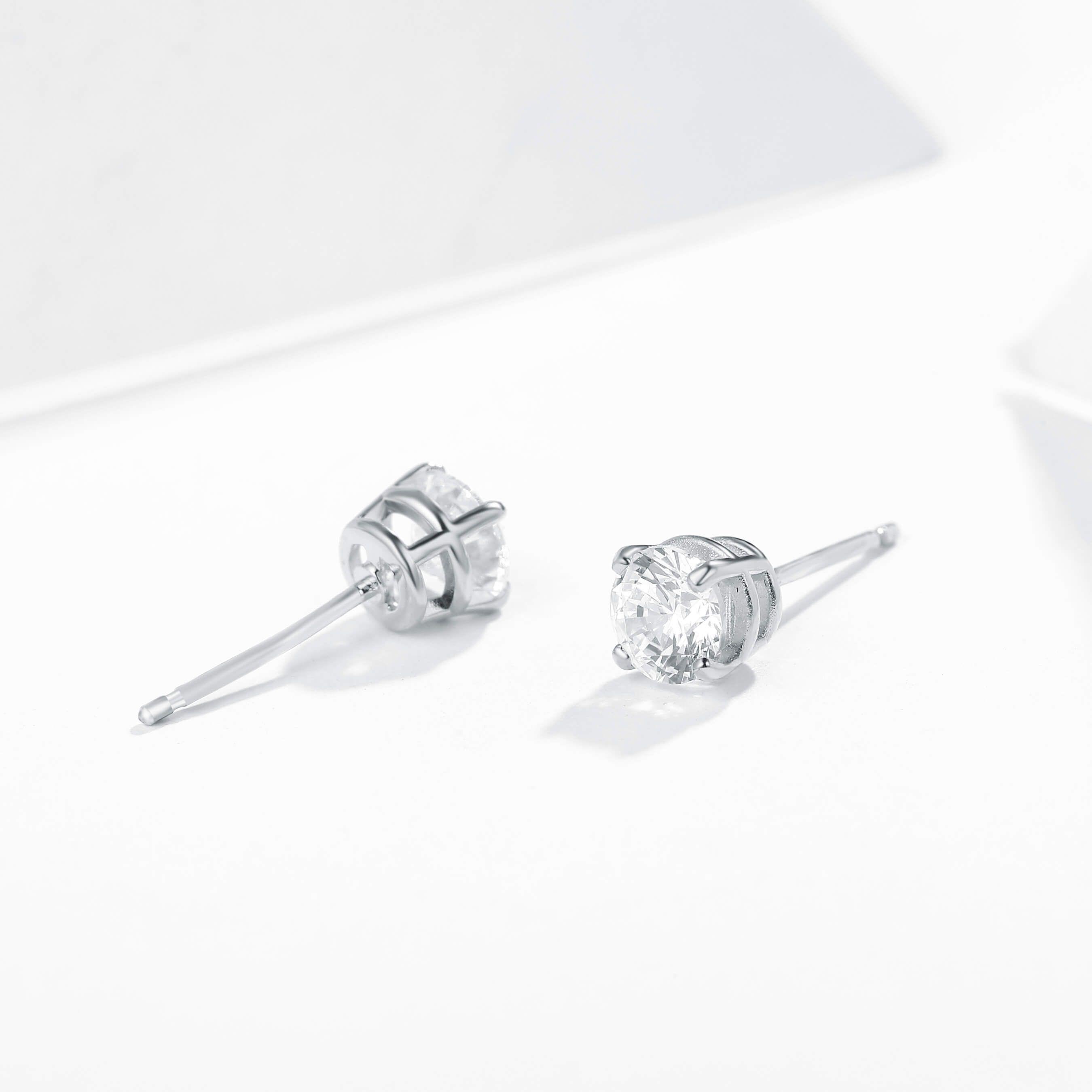 Aros solitario de cristal de Austria pequeño 4 mm,  chapados en rodio-1