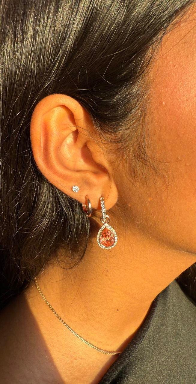Aros solitario de cristal de Austria pequeño 4 mm,  chapados en rodio-4