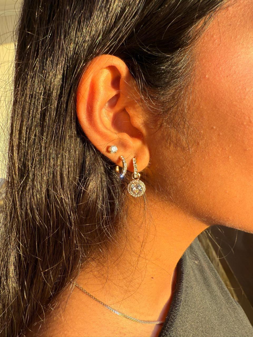 Aros solitario de cristal de Austria pequeño 4 mm,  chapados en rodio-5