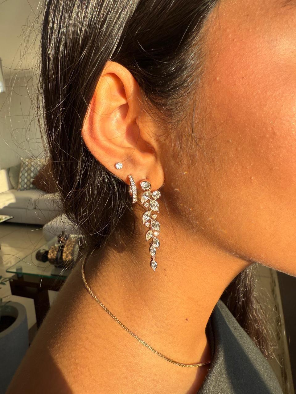 Aros solitario de cristal de Austria pequeño 4 mm,  chapados en rodio-3