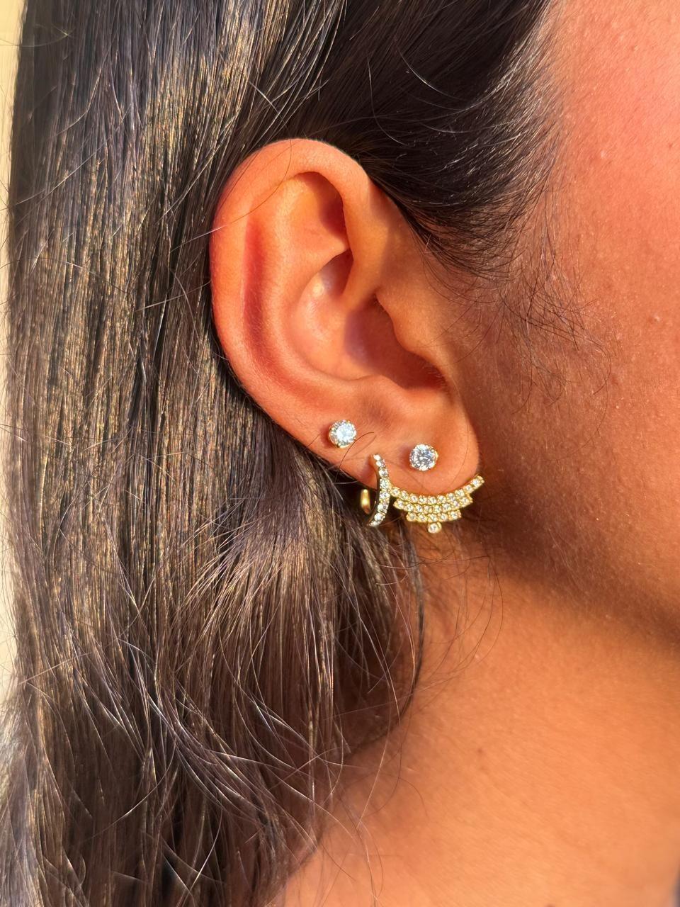 Aros solitario de cristal de Austria pequeño 4 mm,  chapados en rodio-4