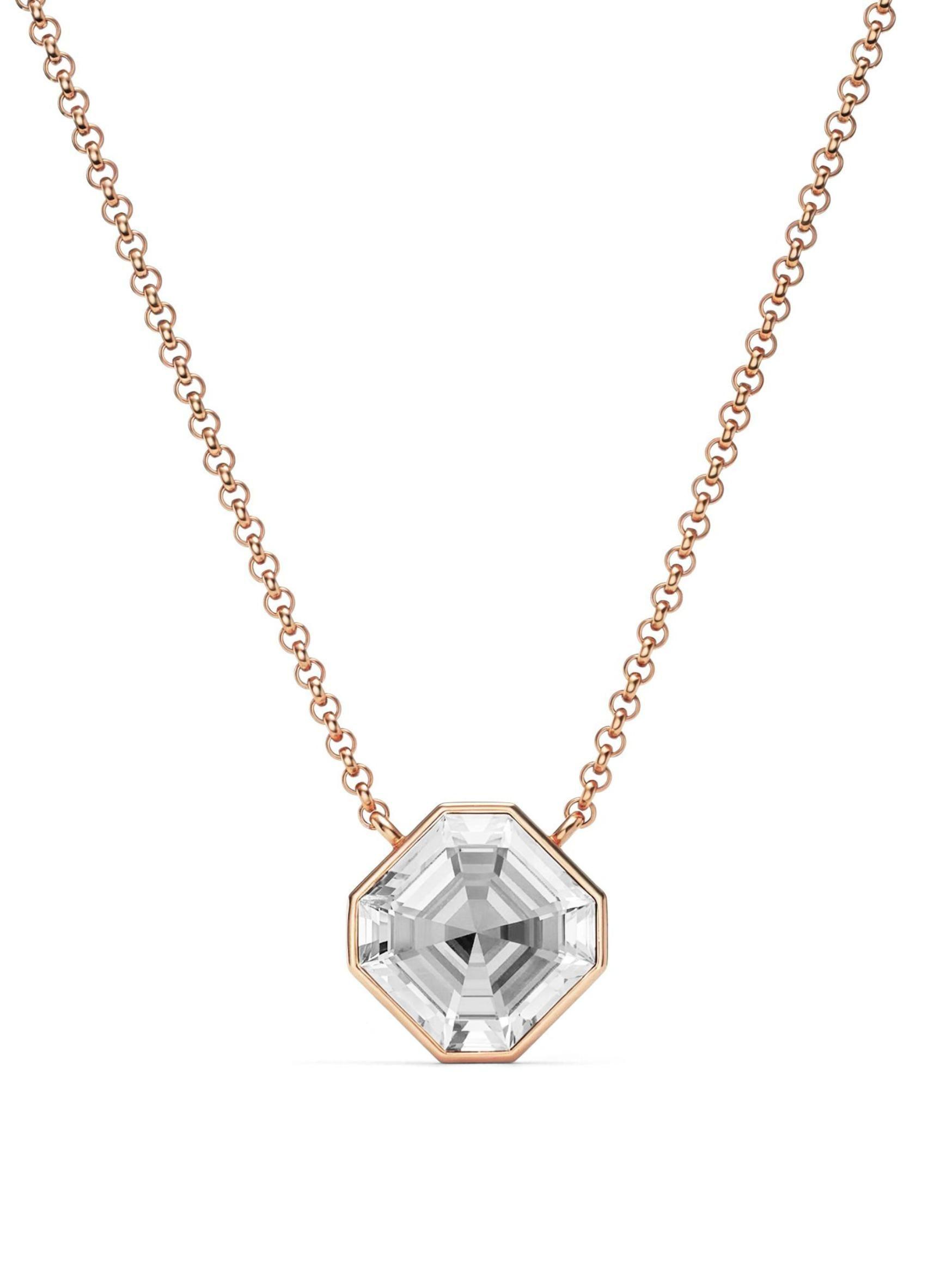Collar Asscher Oro Rosa con Cristal de Austria Transparente  Bloom-1
