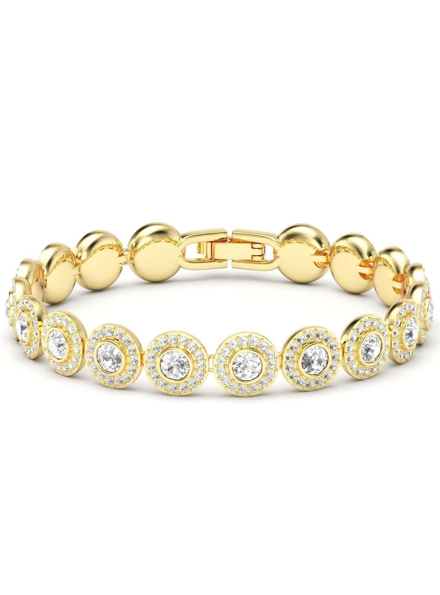 Pulsera Mujer Angelical Ajustable 17cm Oro con Cristal de Austria|Hipoalergenica-1
