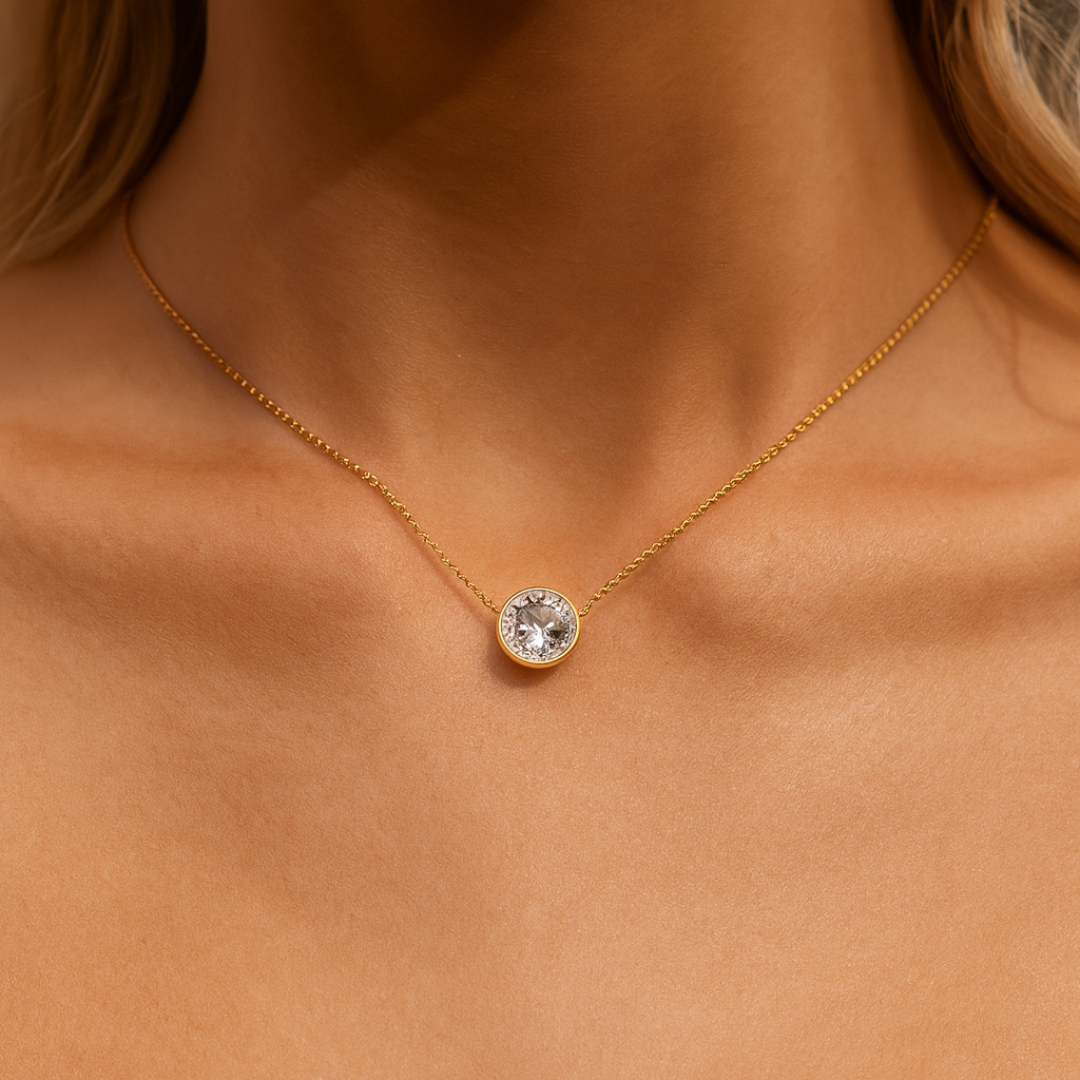 Collar Bella · Punto de Luz con Cristal de Austria y Baño en Oro -2