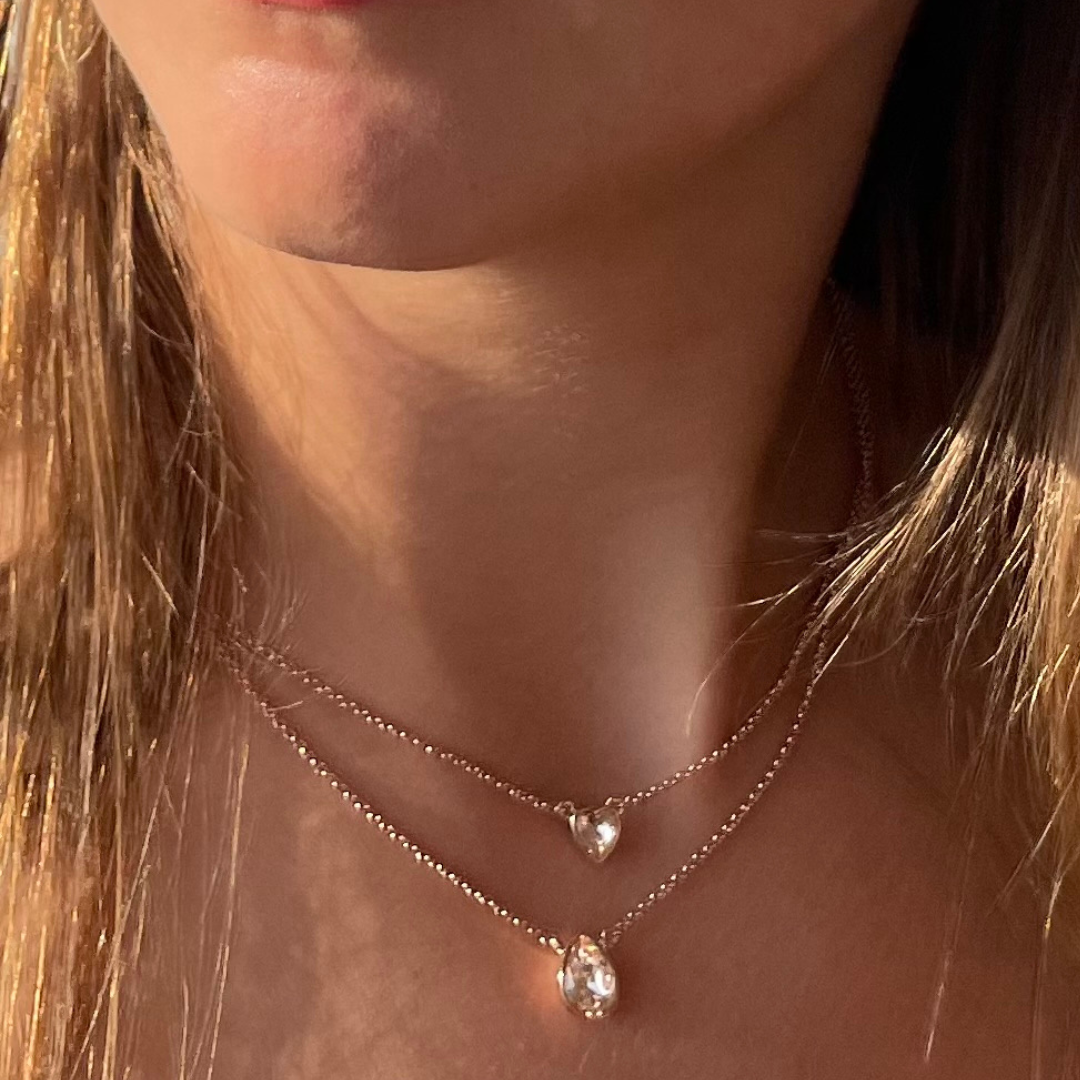 Collar Teardrop con cristal Rosa Vintage en oro rosa-2