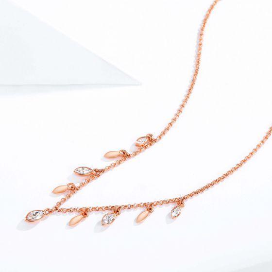 Collar Mayfly Layer en Oro Rosa con Cristales de Austria – Inspiración natural con un toque de magia-2