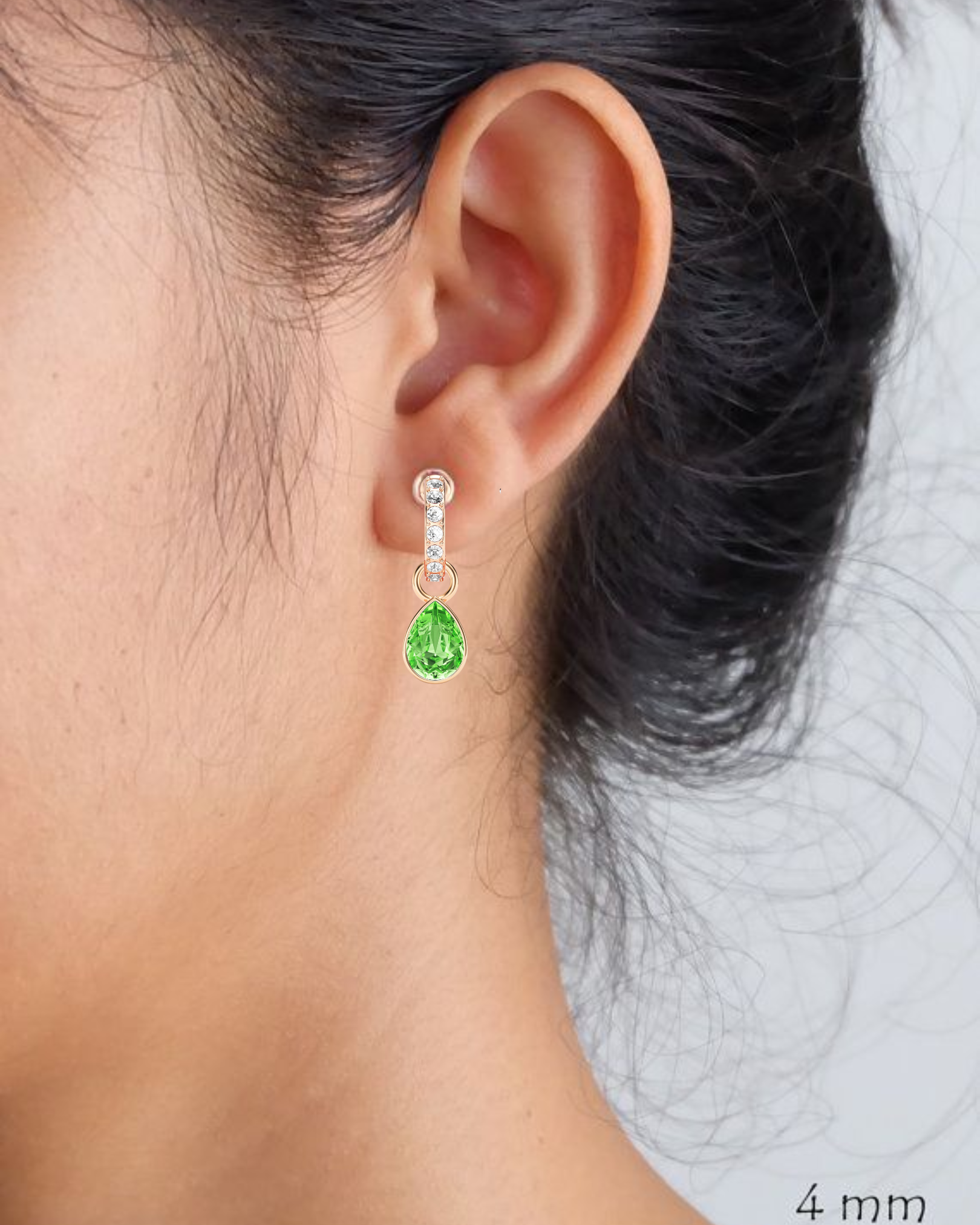 Aros colgantes PetiteTeardrop Peridot con cristales de Swarovski-3