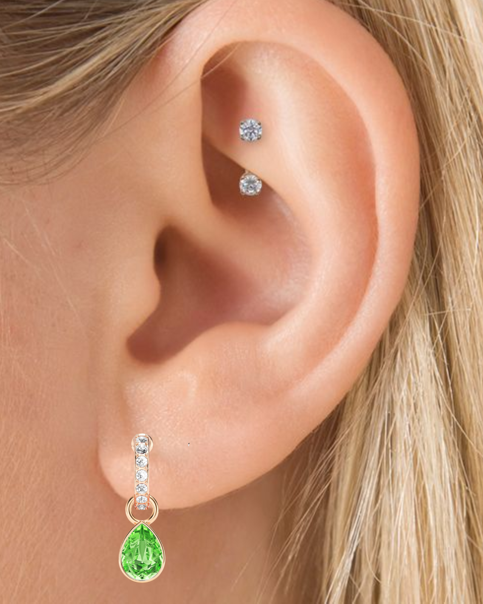 Aros colgantes PetiteTeardrop Peridot con cristales de Swarovski-4