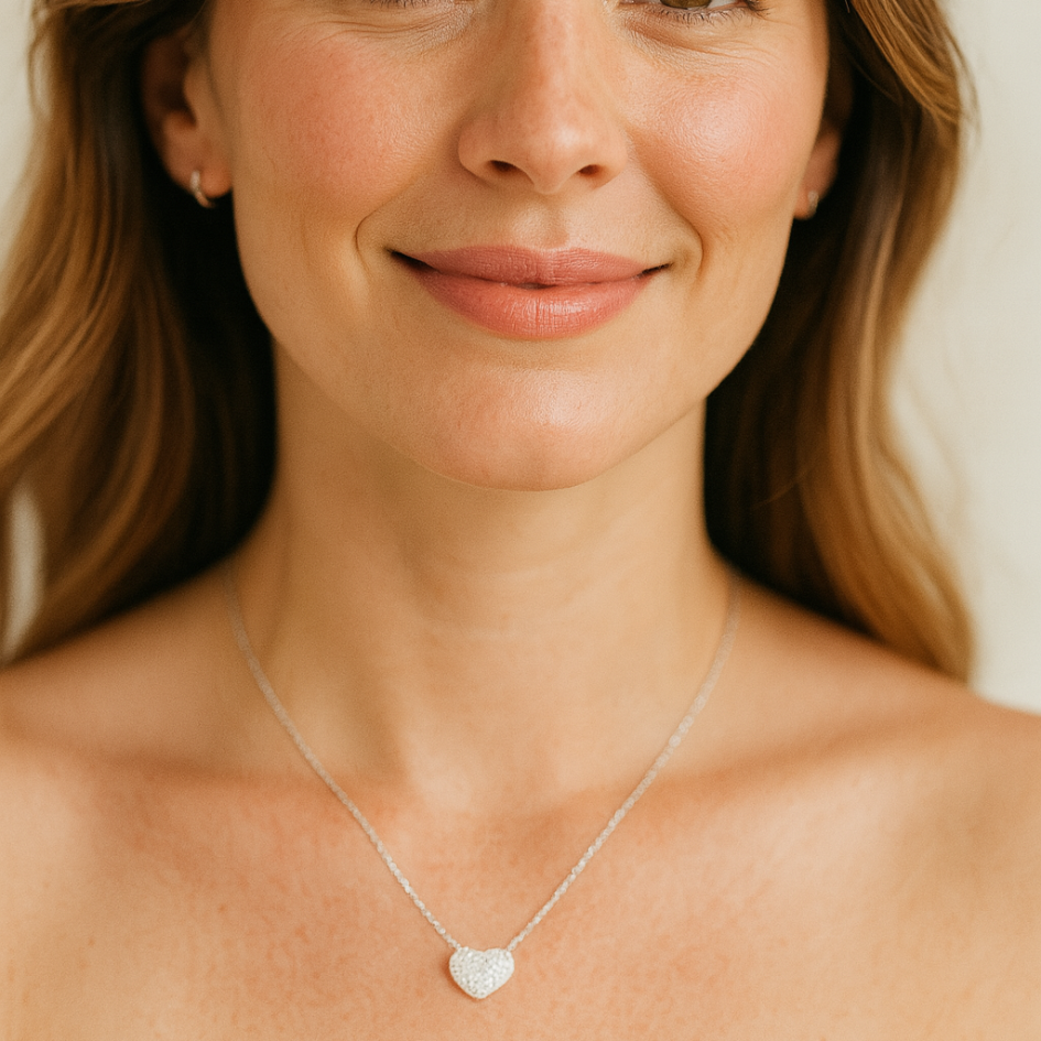 Collar Corazón Alana con cristal de Swarovski Transparente bañado en rodio-2