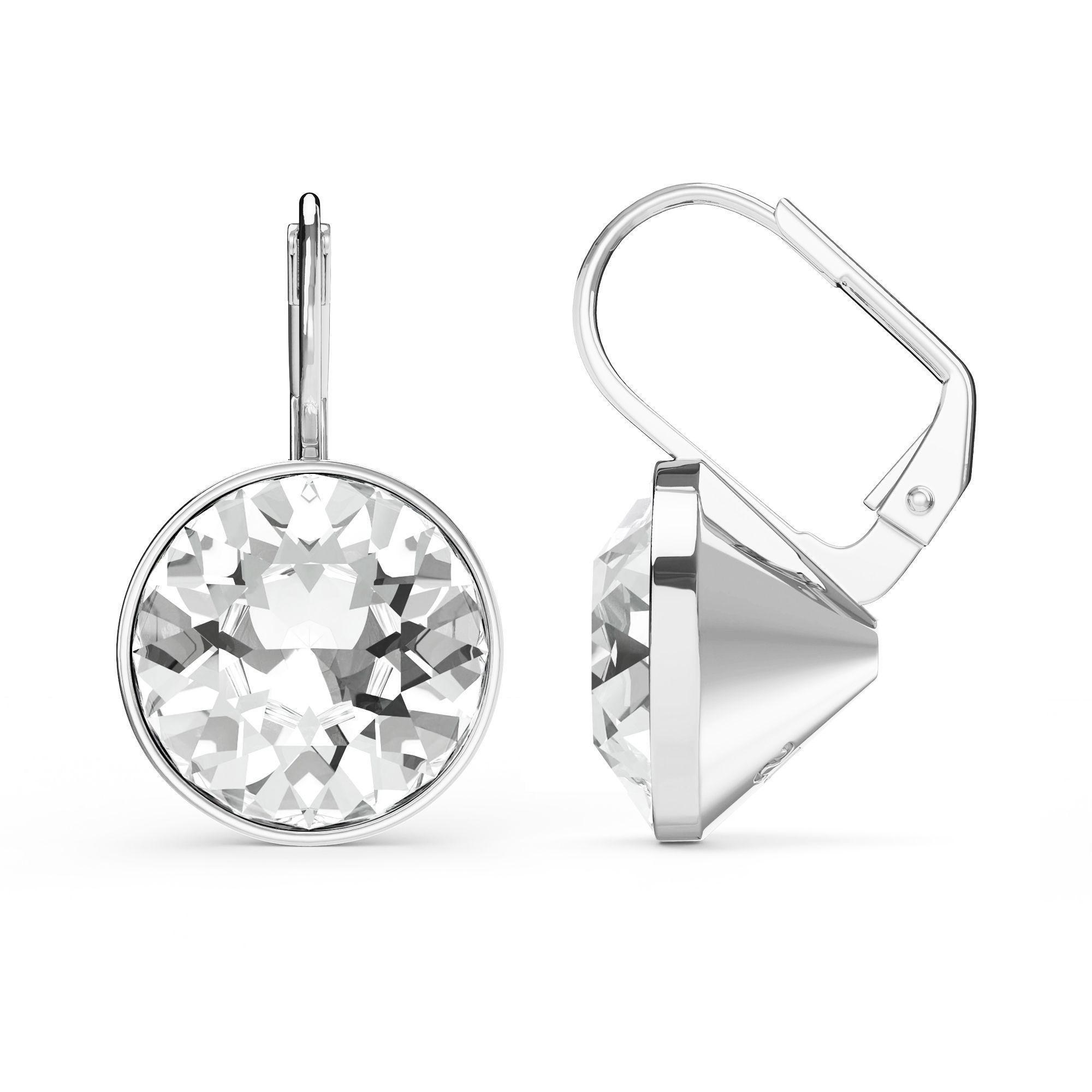 Aros colgantes Bella con cristal de Austria transparente de 13 mm en plata-3