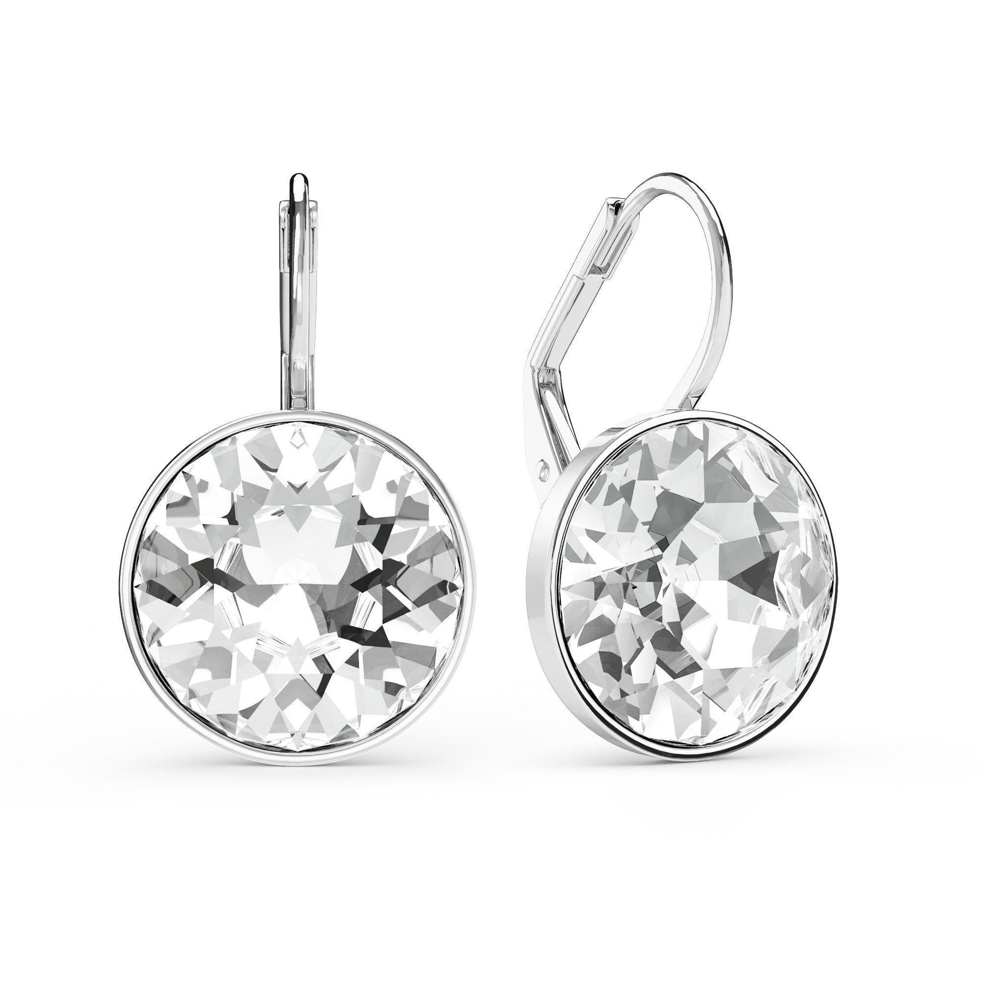 Aros Colgantes Plata Rodinada con Cristales de Austria 13 mm – Hipoalergénicos-0