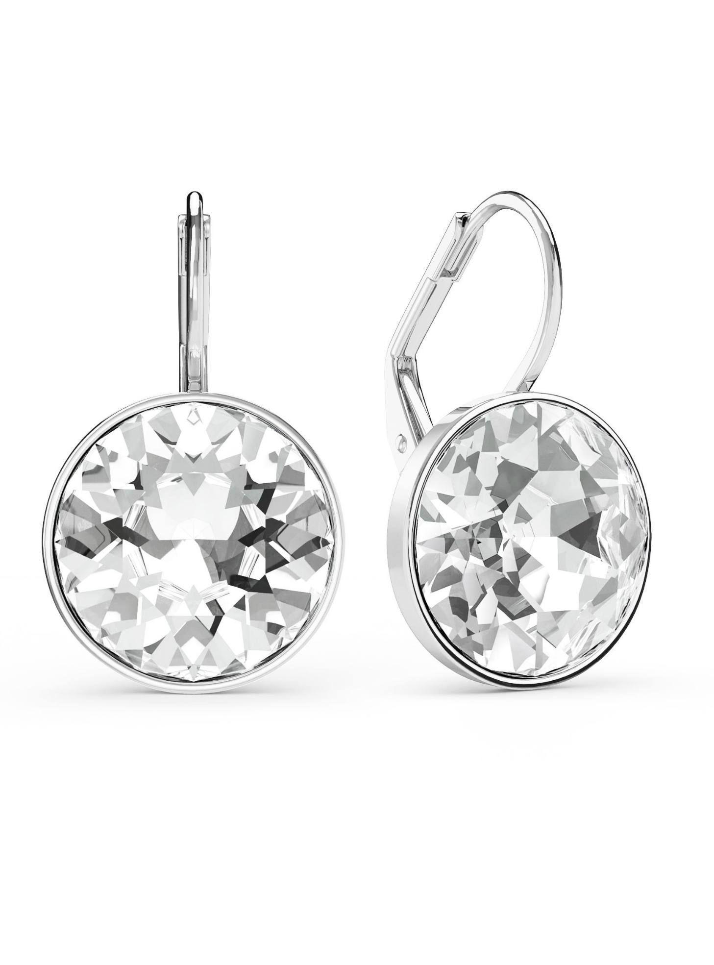 Aros Bella Colgantes Rodio Cristal Transparente 13 mm - Brillo Todos los Días-4