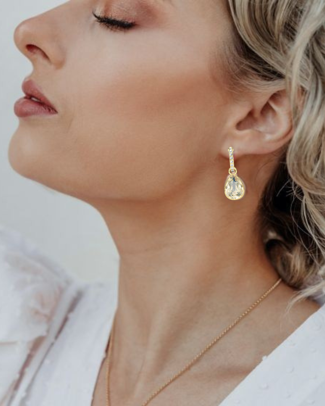 Aros colgante Eternity con Charms Teardrop baño en oro-7