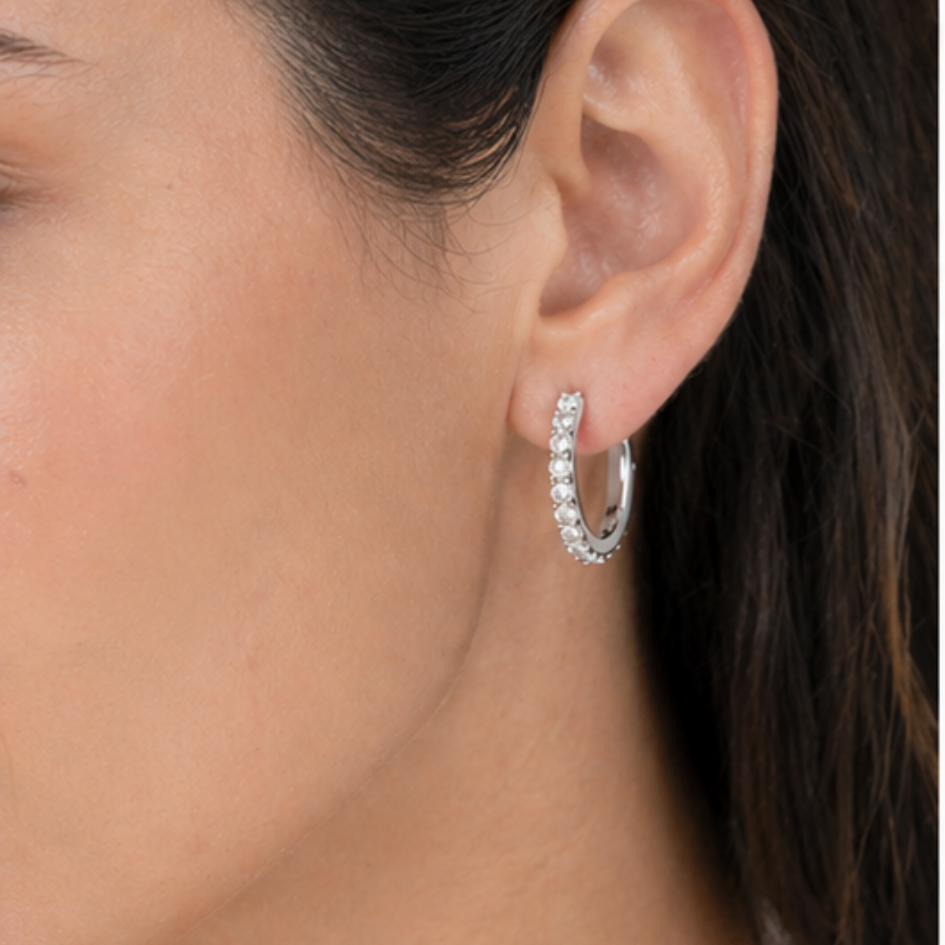 Argollas Eternity 18 mm Pavé – Cristales Austriacos en Rodio | Regalo o Auto Regalo-2