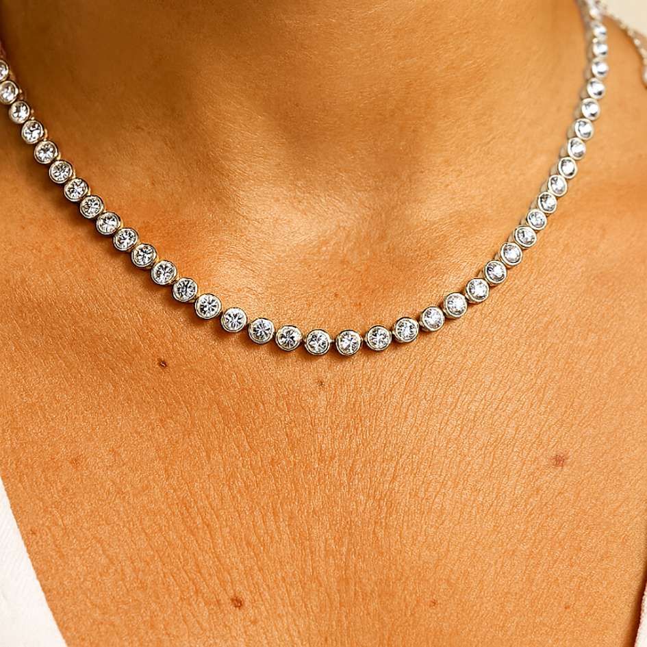 Collar Tennis Plateado con Cristales de Swarovski de Austria – Brillo sin límites-4