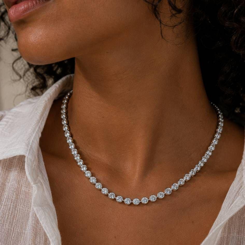 Collar Tennis Plateado con Cristales de Swarovski de Austria – Brillo sin límites-2
