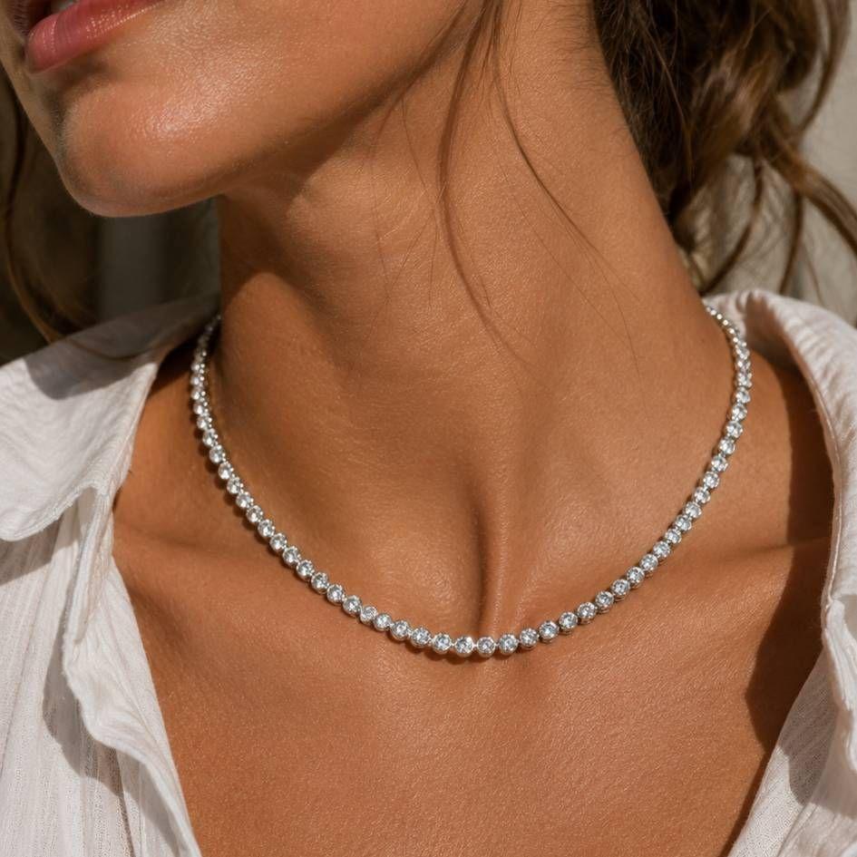 Collar Tennis Plateado con Cristales de Swarovski de Austria – Brillo sin límites-3