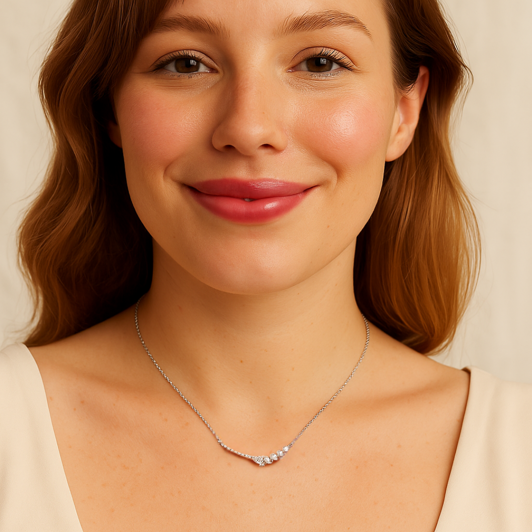 Collar Laeta Cesar con Cristales Marquesa, Bañado en Rodio-3