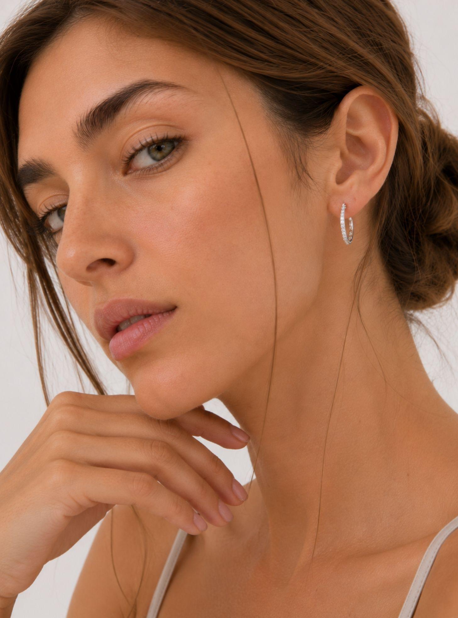 Argollas Eternity cerradas con cristal de Austria de 18mm EN PLATA-4